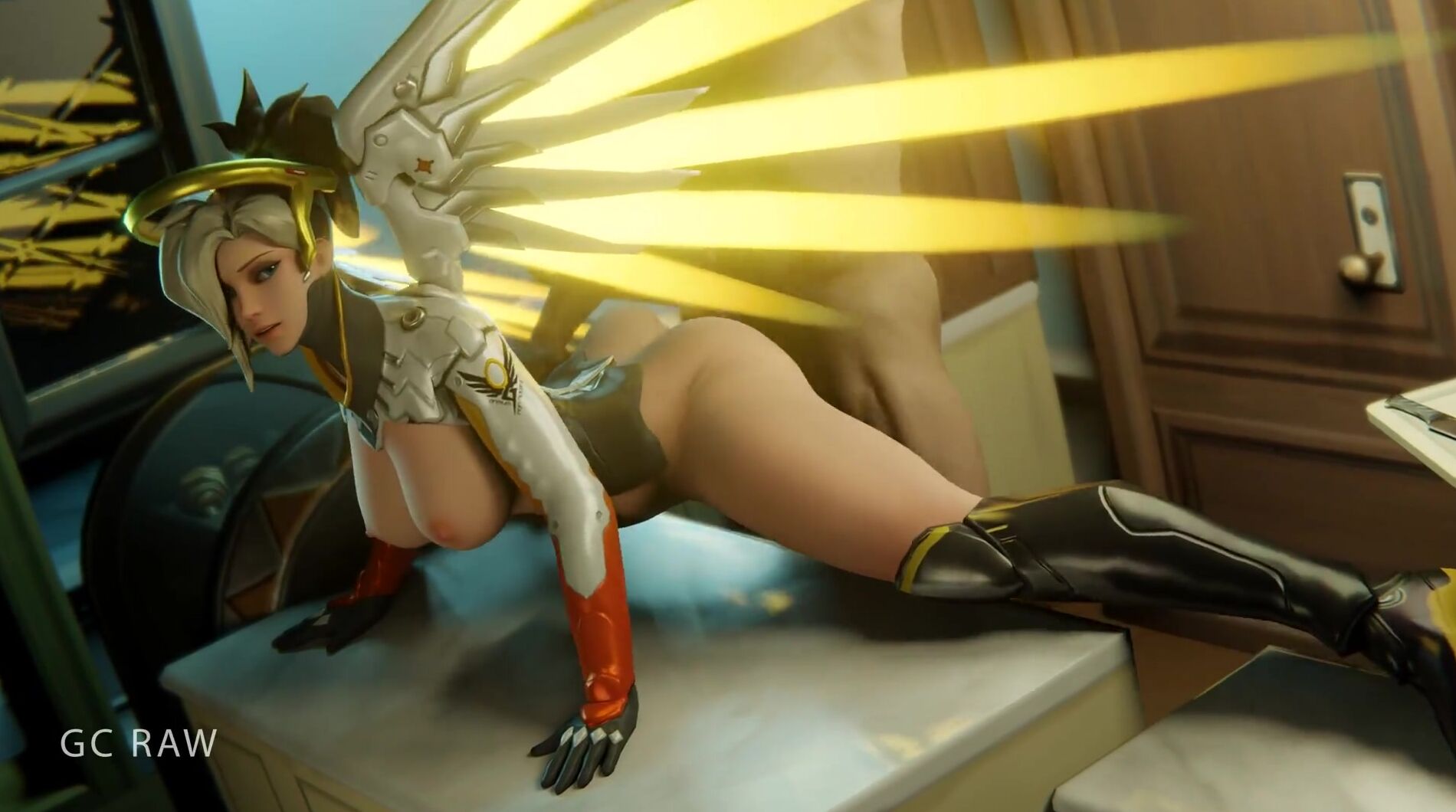 Doggy Style sex with Cutie Flexible Mercy on table. GCRaw. Overwatch